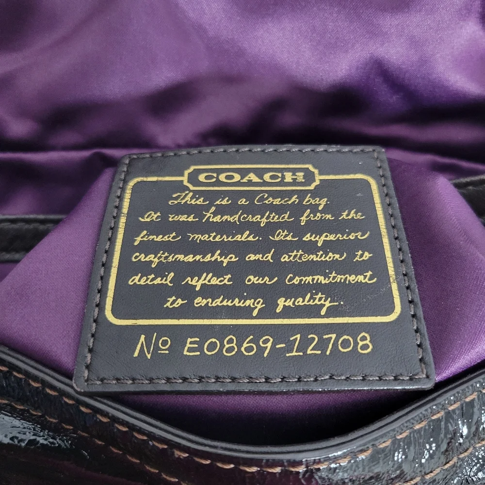Coach Vintage Legacy Garcia Hobo Shoulder Bag Patent Brown Leather. - Picture 7 of 16